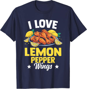 I Love Lemon Pepper Wings - Chicken Wings Novelty Gear T-Shirt - T-Shirt | Navy