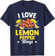 I Love Lemon Pepper Wings - Chicken Wings Novelty Gear T-Shirt - T-Shirt | Navy