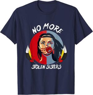 No More Stolen Sister MMIW Indigenous Red Hand T-Shirt - T-Shirt | Navy