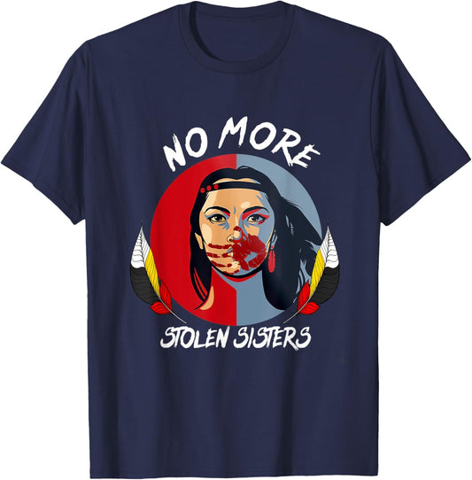 No More Stolen Sister MMIW Indigenous Red Hand T-Shirt - T-Shirt | Navy