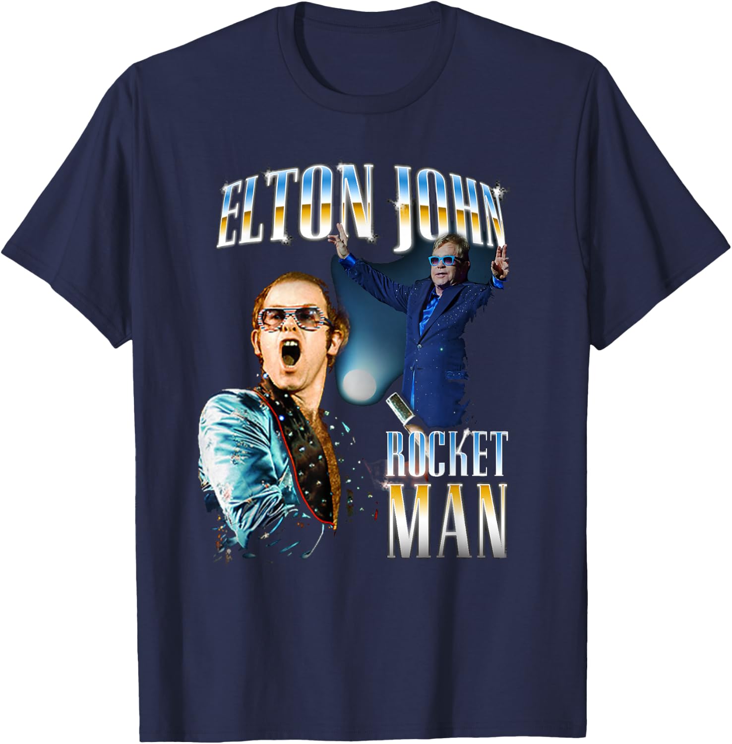 Official Elton John Photo Colage T-Shirt - T-Shirt | Navy