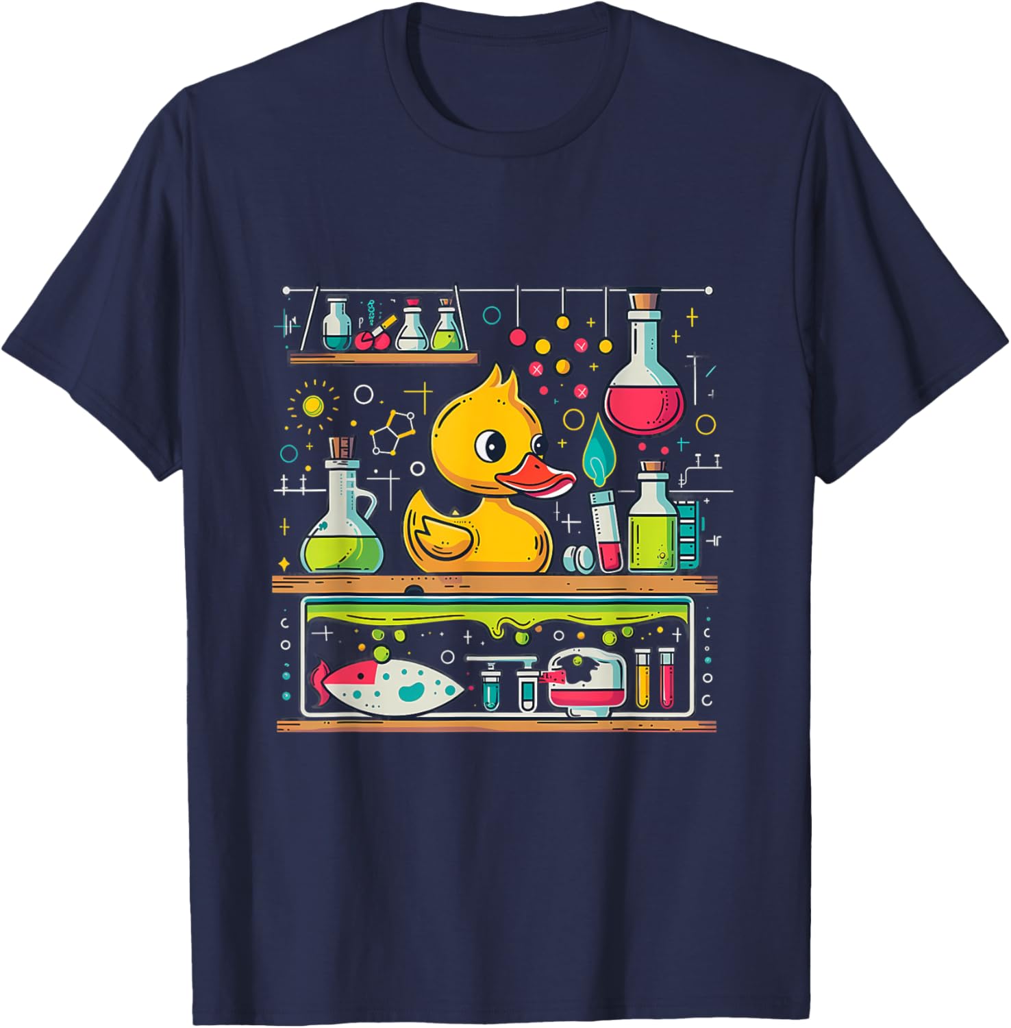 Rubber Duck Science Teacher Rubber Duckie Chemistry Physics T-Shirt - T-Shirt | Navy