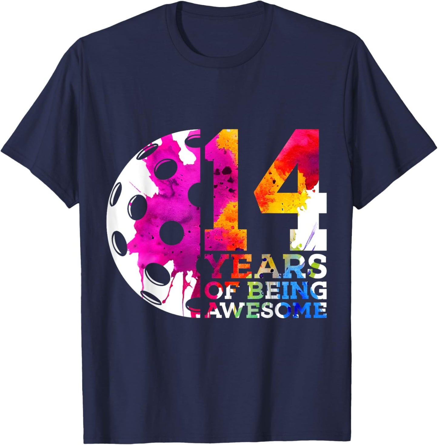 14 Years of Being Awesome Pickleball 14th Birthday T-Shirt - T-Shirt | Navy