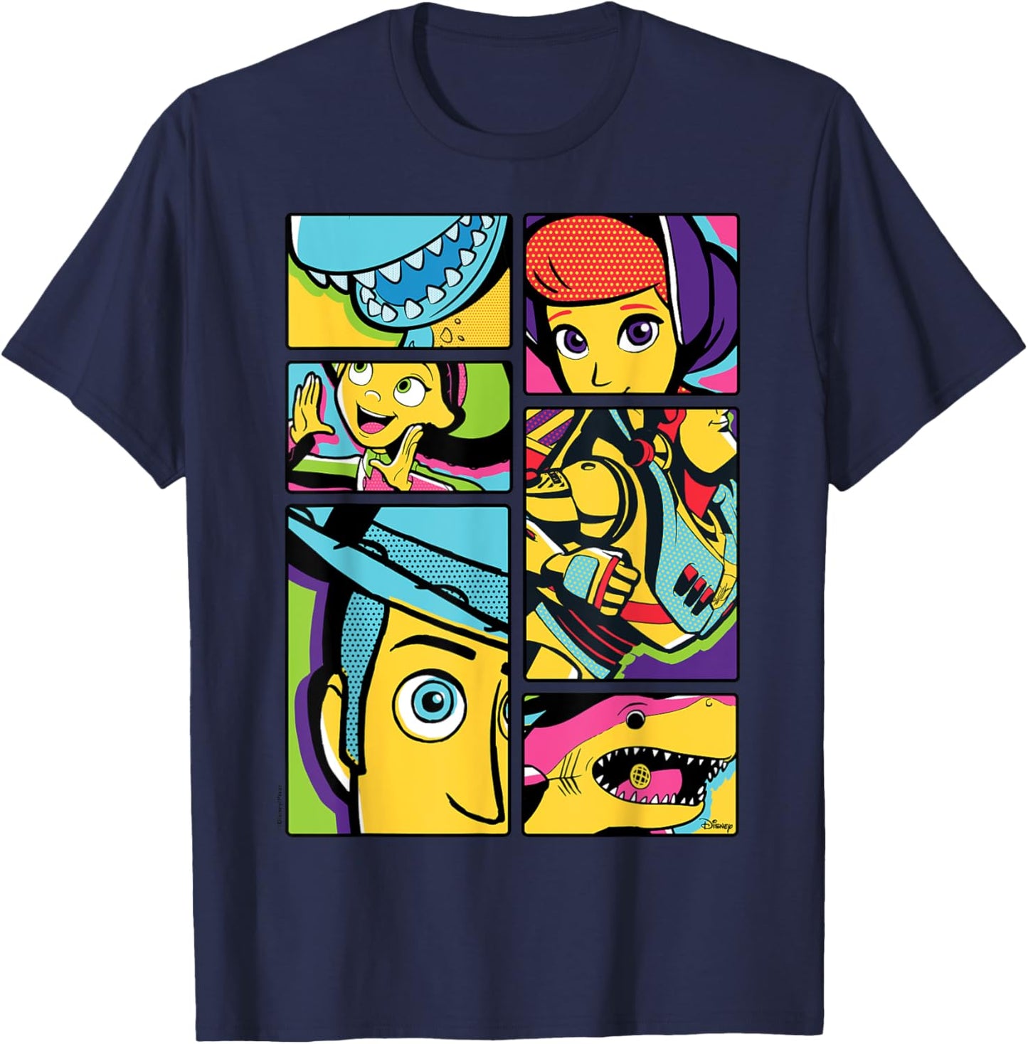 Toy Story - Woody Bo Peep Jessie Buz Lightyear Rex Shark T-Shirt - T-Shirt | Navy