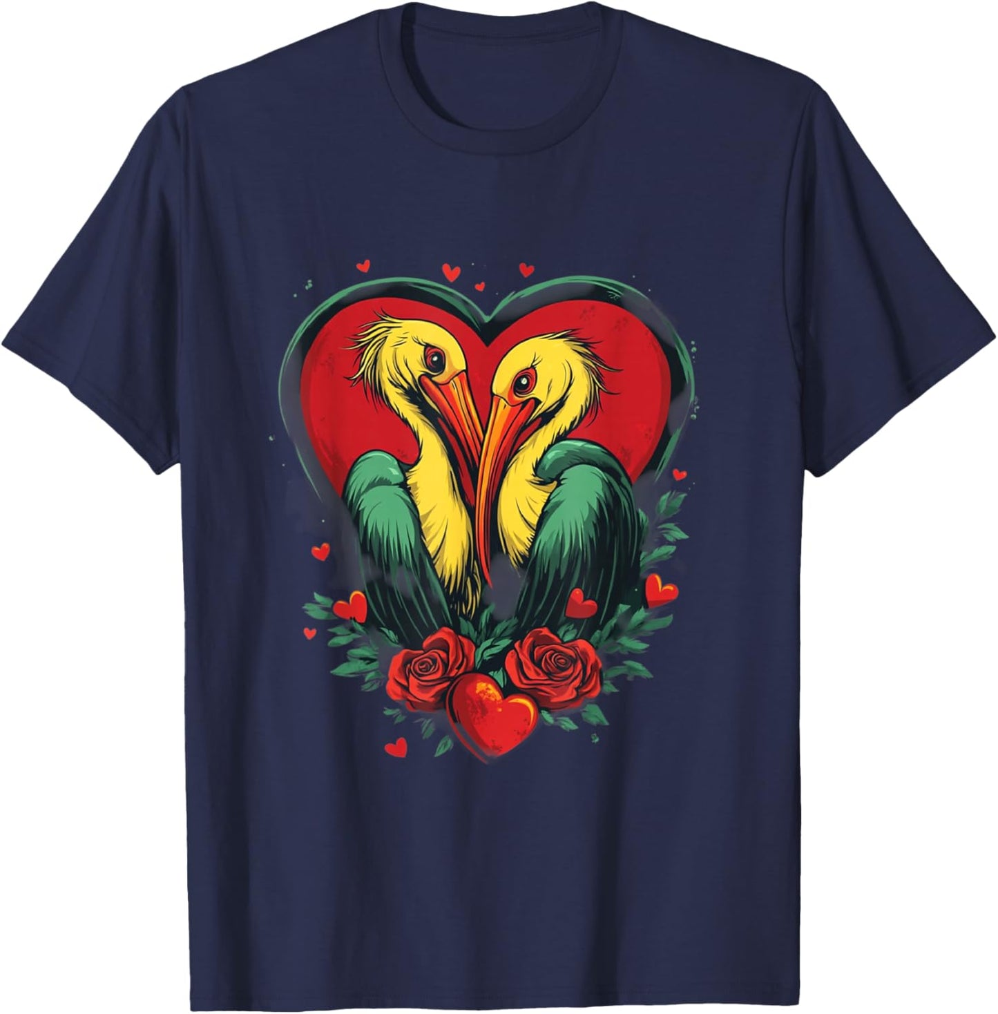 Goblincore Pelican Graphic for Valentines Day Men Women T-Shirt - T-Shirt | Navy