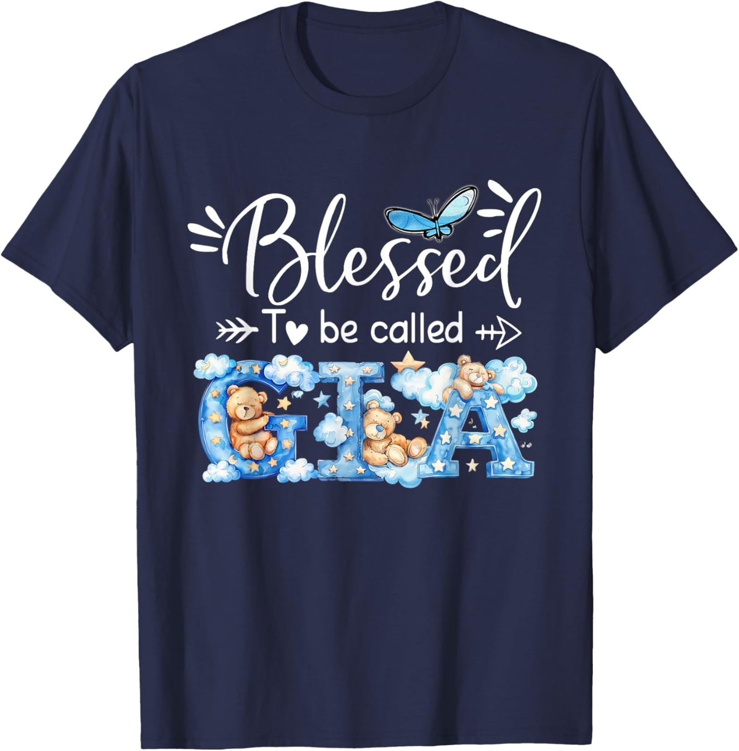 Blessed To Be Called Gia Cute Bear, Gift T-Shirt - T-Shirt | Navy