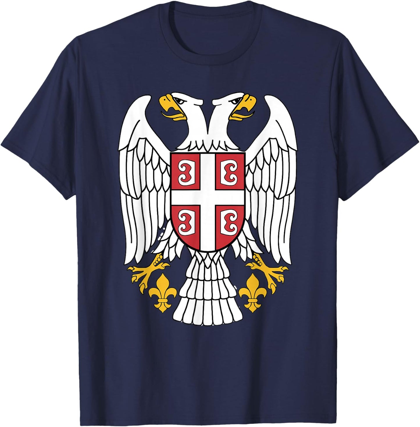 Serbian Eagle srpski Grb Emblem Serbia double-headed eagle T-Shirt - T-Shirt | Navy