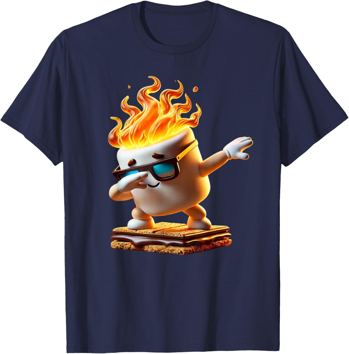 Dabbing Smore Marshmallow Cute Dab Dance Camping Camper Gift T-Shirt - T-Shirt | Navy