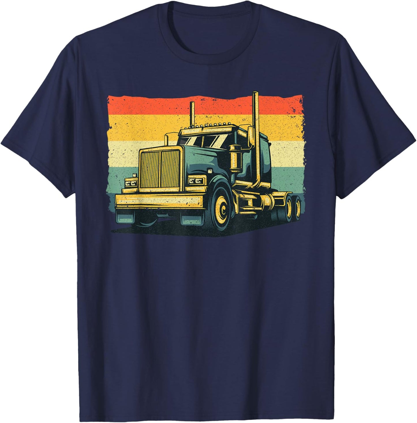 Vintage Trucker Art Women Kids Trucking Truck Driver T-Shirt - T-Shirt | Navy