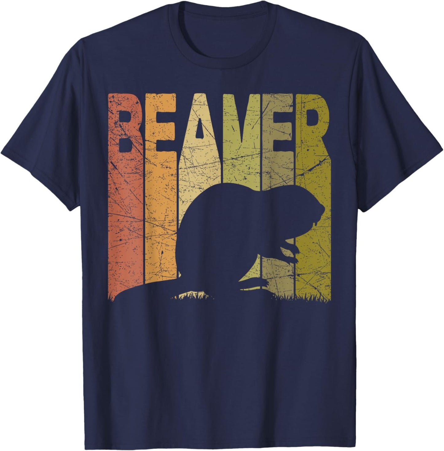 Beaver Vintage Beaver Lover Retro Beaver Rodent T-Shirt - T-Shirt | Navy