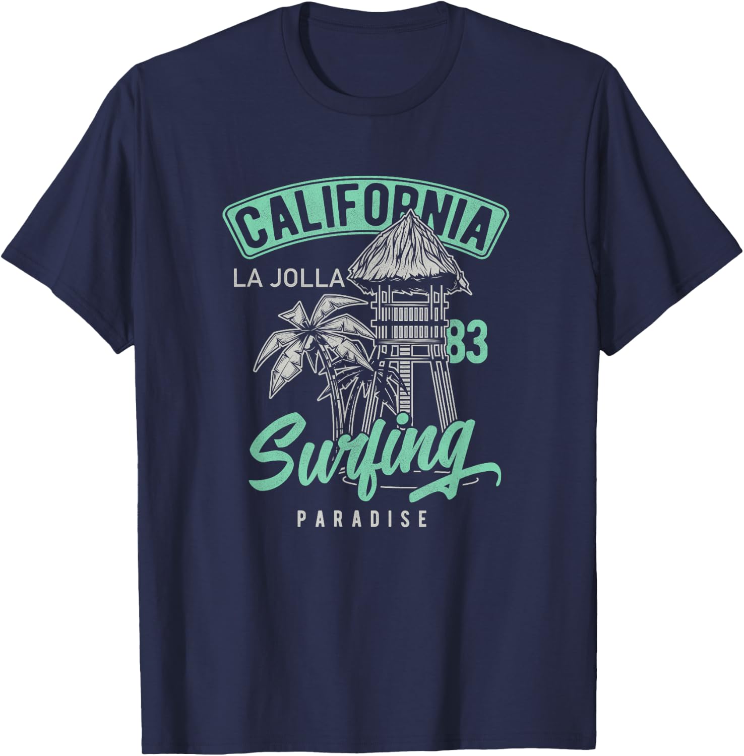 La Jolla Vintage Retro / 70s 80s Throwback Surf T-Shirt - T-Shirt | Navy