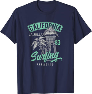 La Jolla Vintage Retro / 70s 80s Throwback Surf T-Shirt - T-Shirt | Navy