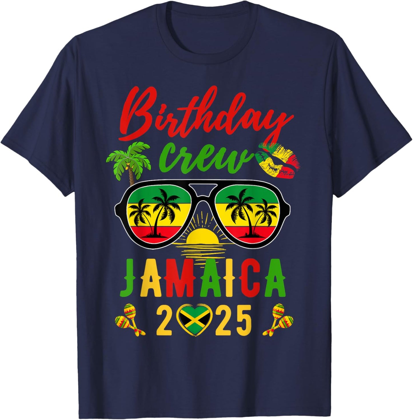 Birthday Queen King Jamaica Girls Trip 2025 Women Matching T-Shirt - T-Shirt | Navy