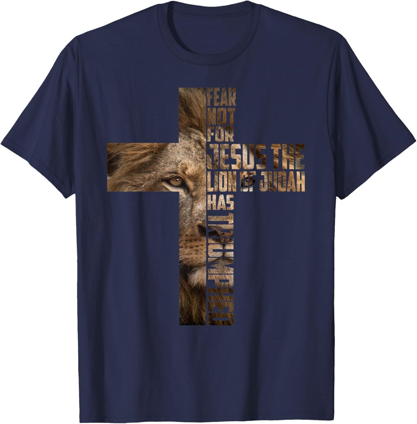Jesus Lion Judah Cross Faith Christ Gift T-Shirt - T-Shirt | Navy