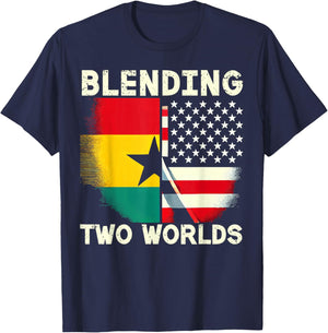 Half Ghanaian Half American USA Flag Ghana America T-Shirt - T-Shirt | Navy