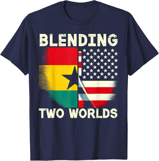 Half Ghanaian Half American USA Flag Ghana America T-Shirt - T-Shirt | Navy