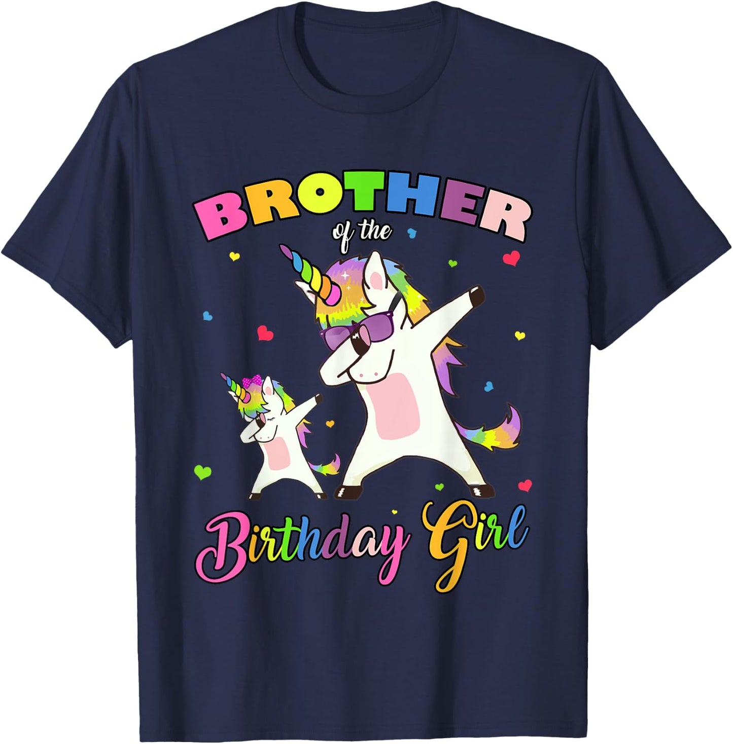 Brother of the Birthday Girl Unicorn Birthday Princess Dab T-Shirt - T-Shirt | Navy