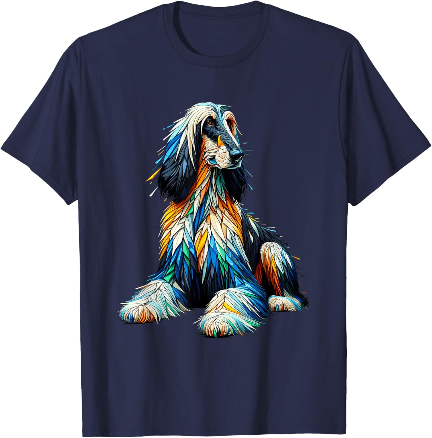 Afghan Hound Dog Gifts Afghan Greyhound Polygon Art Afghan Hound Dog T-Shirt - T-Shirt | Navy