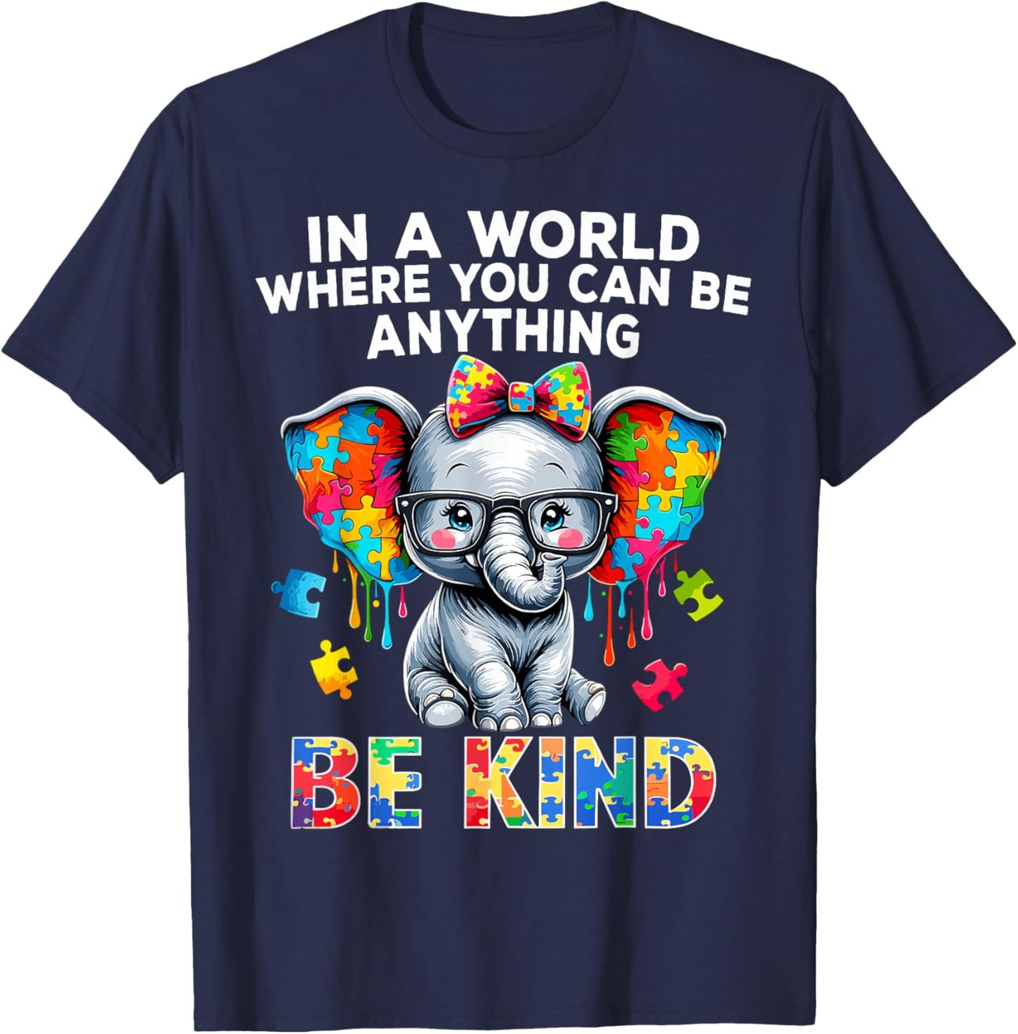 Autism Awareness Elephant Puzzle Autism T-Shirt - T-Shirt | Navy