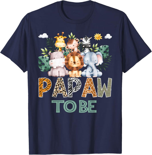 Soon To Be Papaw Jungle Animal Safari Gender Reveal T-Shirt - T-Shirt | Navy