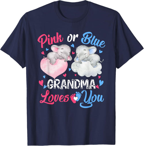 Pink or Blue Grandma Loves You Shirt Elephant Gender Reveal