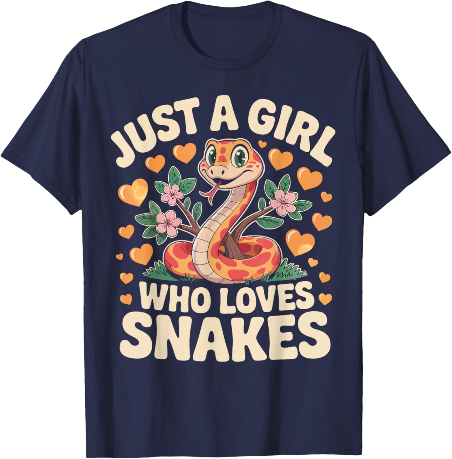 Just a Girl Who Loves Snakes Cute Reptile Lover Gifts Women T-Shirt - T-Shirt | Navy
