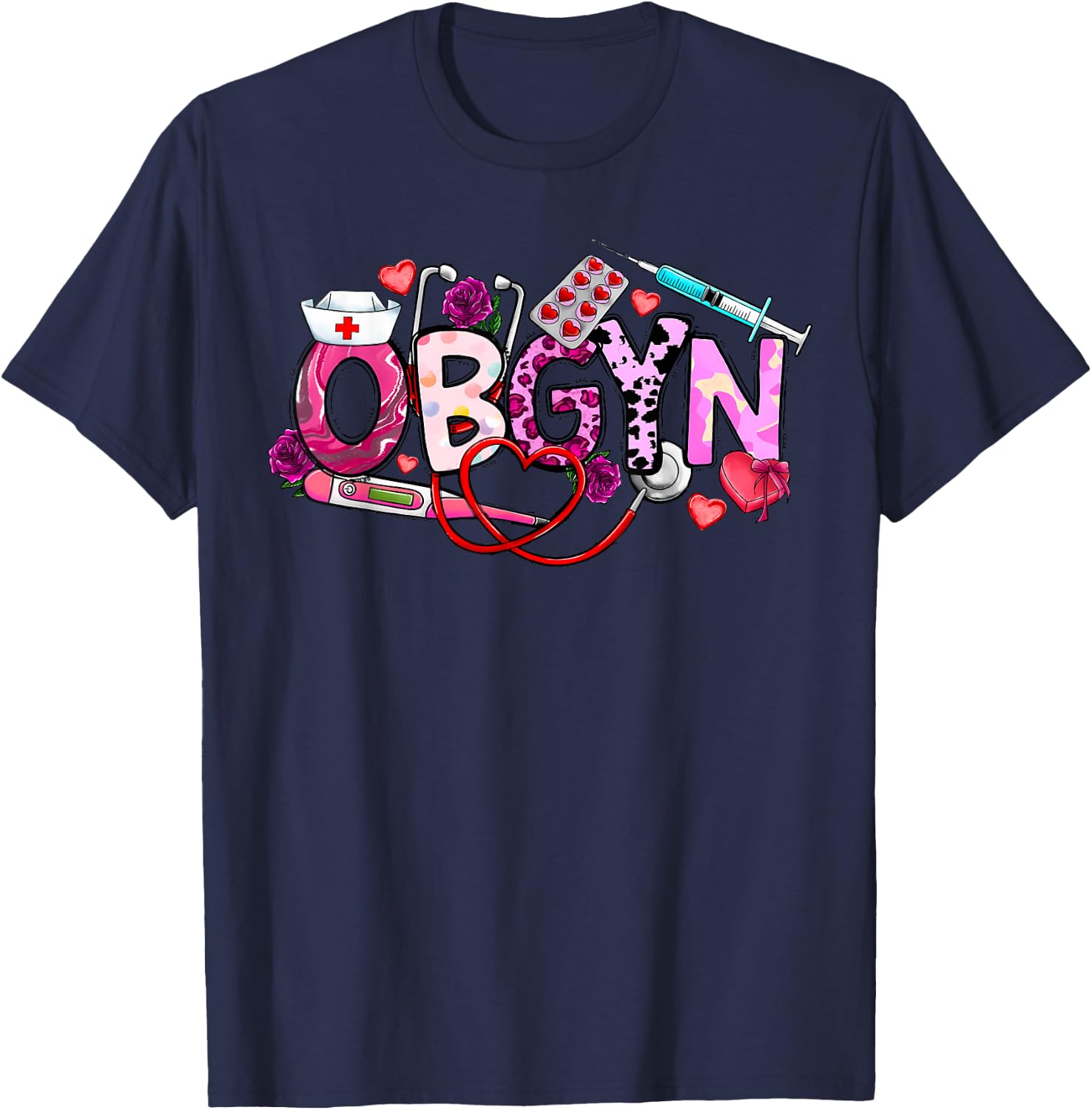 OBGYN Valentine's Day Gynecologist Obstetrician OBGYN Doctor T-Shirt - T-Shirt | Navy