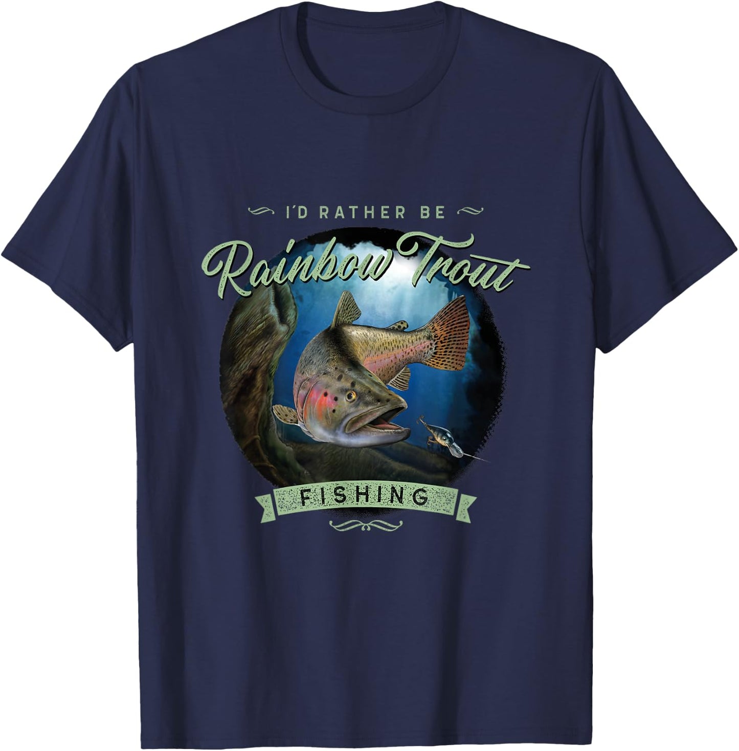 Vintage Look Rainbow Trout Fishing Gifts T-Shirt - T-Shirt | Navy