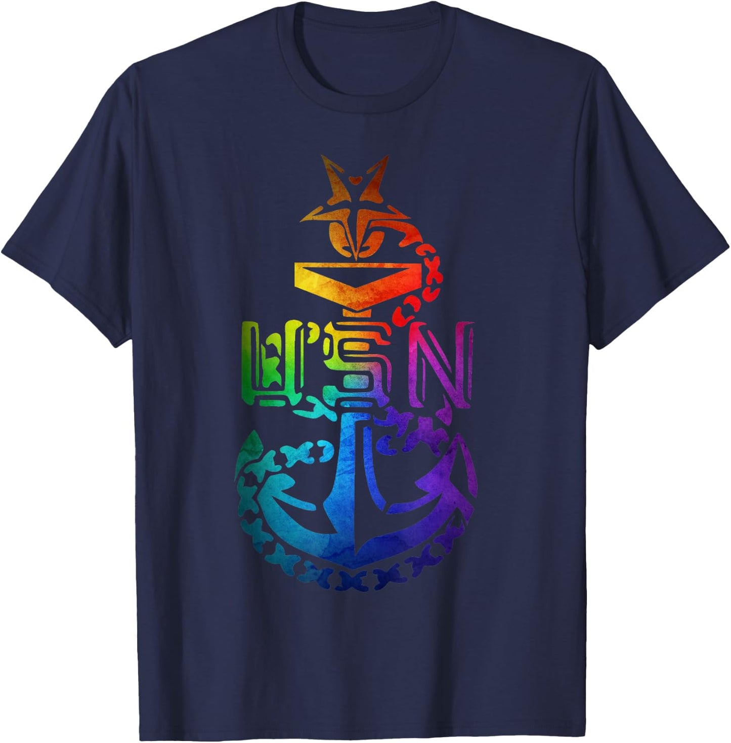 Senior Chief Petty Officer (SCPO Navy) Colorful Anchor T-Shirt - T-Shirt | Navy