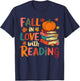 Fall In Love With Reading Autumn Thanksgiving Shirt Teacher T-Shirt - T-Shirt | Navy