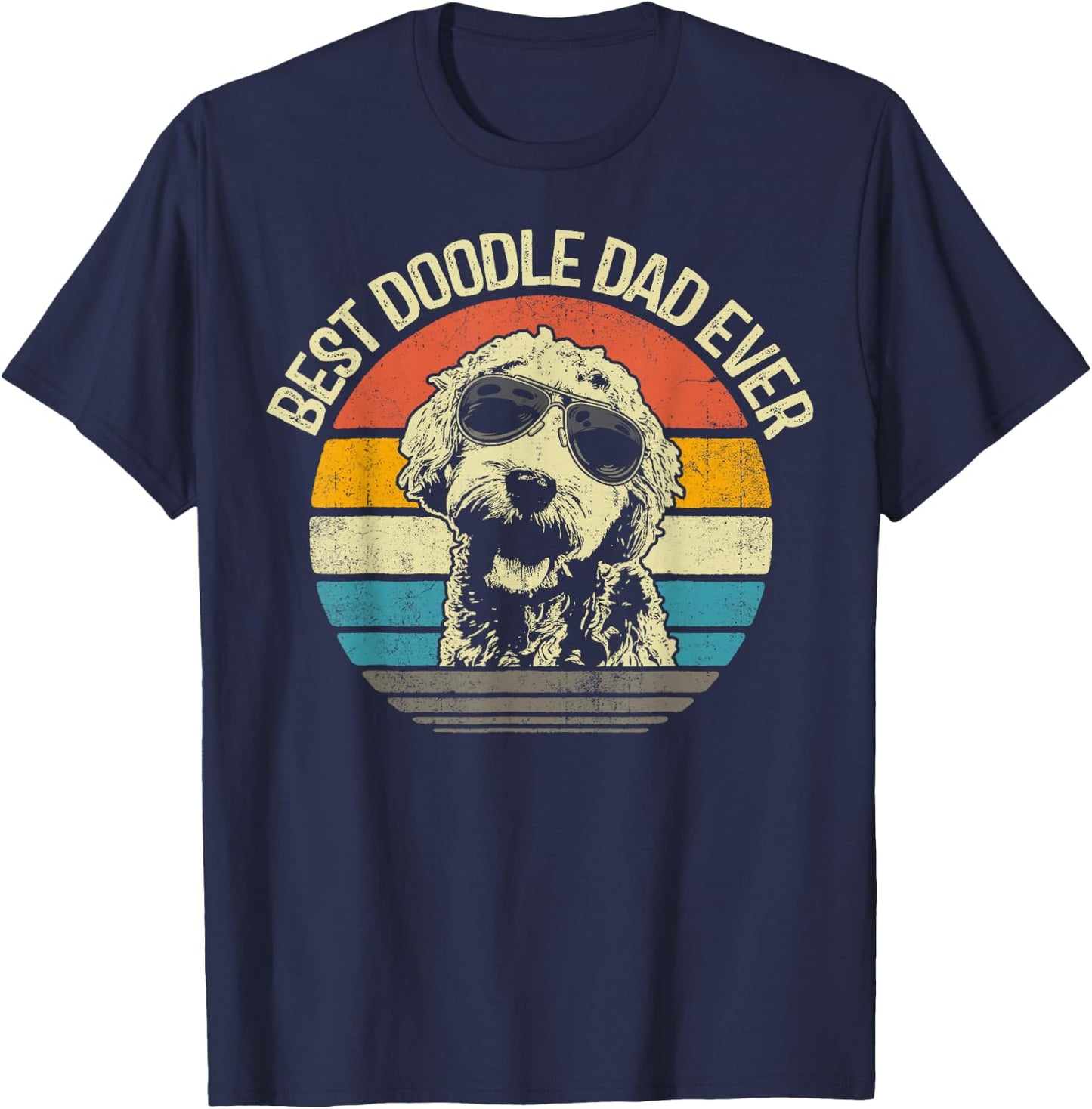Best Doodle Dad Ever Funny Goldendoodle Dad Vintage Gifts T-Shirt - T-Shirt | Navy