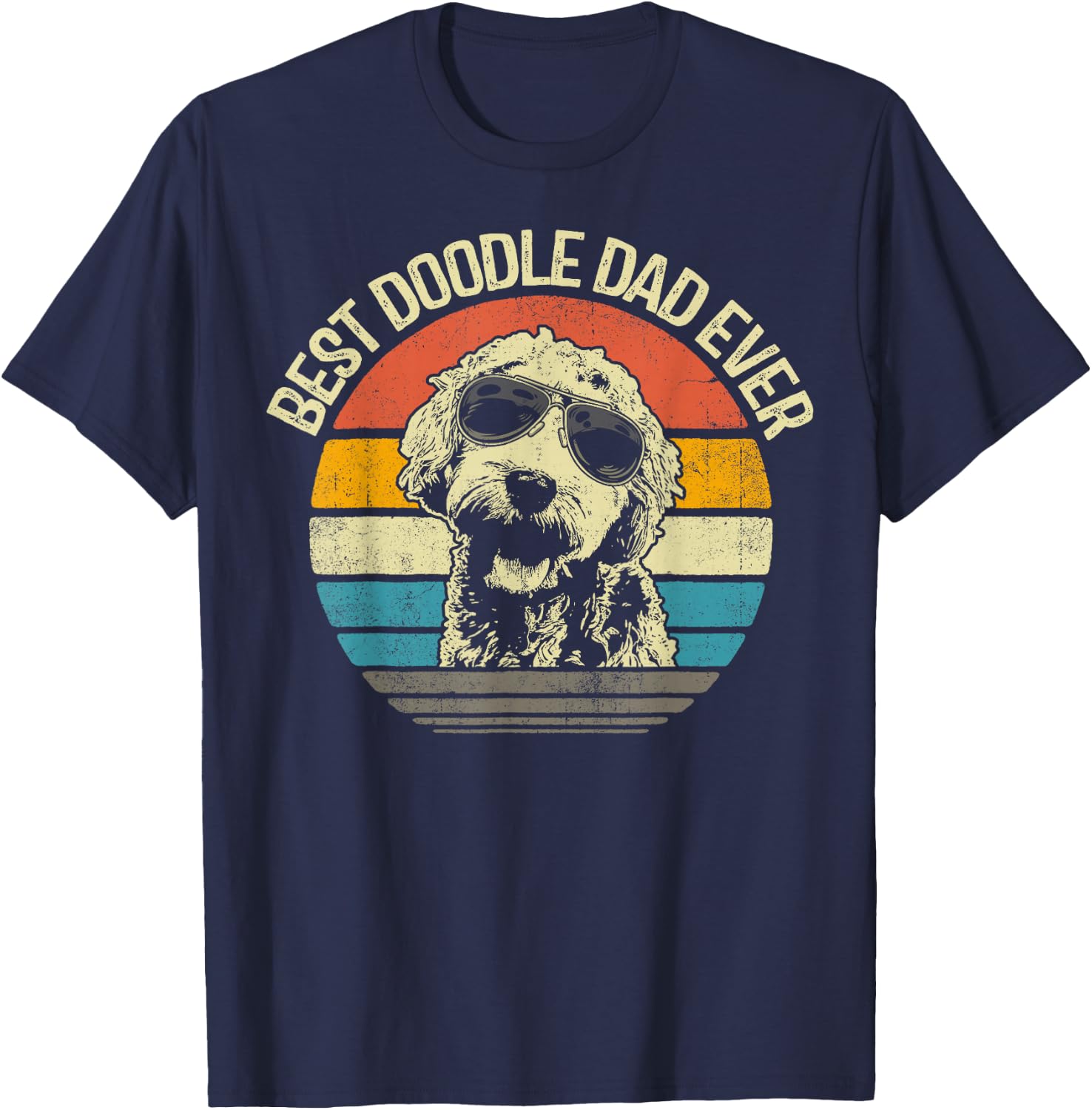 Best Doodle Dad Ever Funny Goldendoodle Dad Vintage Gifts T-Shirt - T-Shirt | Navy