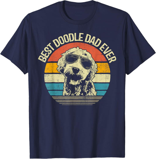 Best Doodle Dad Ever Funny Goldendoodle Dad Vintage Gifts T-Shirt - T-Shirt | Navy