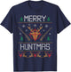 Merry Huntmas Hunting Ugly Christmas Sweater for Deer Hunter T-Shirt - T-Shirt | Navy