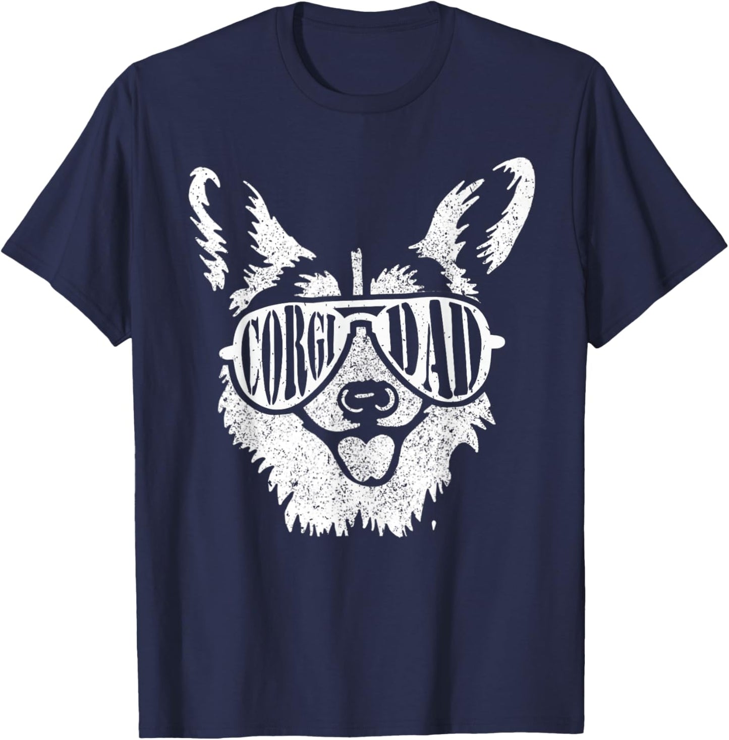 Retro Corgi Dad Gift Dog Owner Pet Welsh Corgi Fathers Day T-Shirt - T-Shirt | Navy