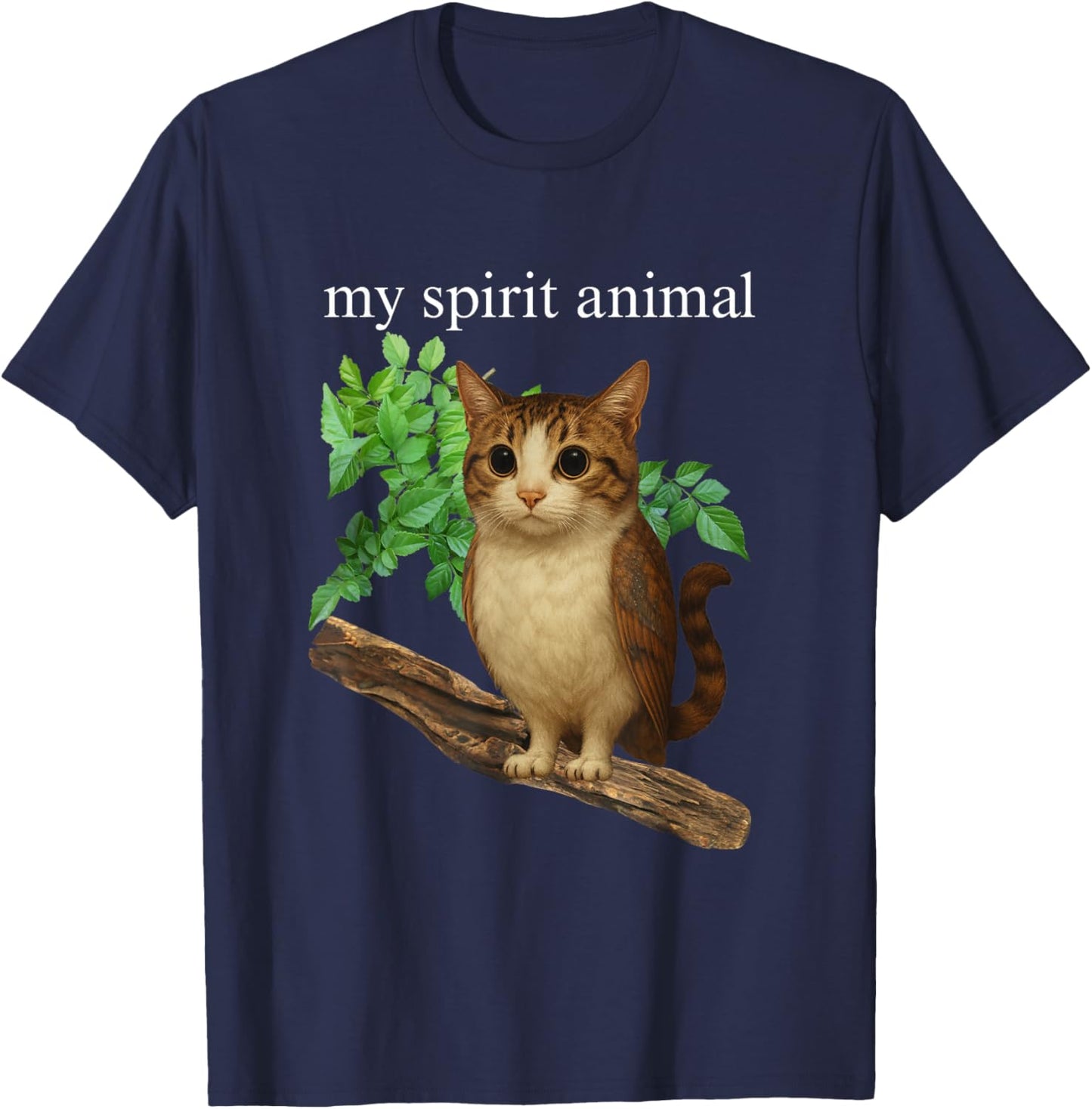 Funny Meowl Meme, Cat Owl Meme Brainrot Gen Alpha T-Shirt - T-Shirt | Navy