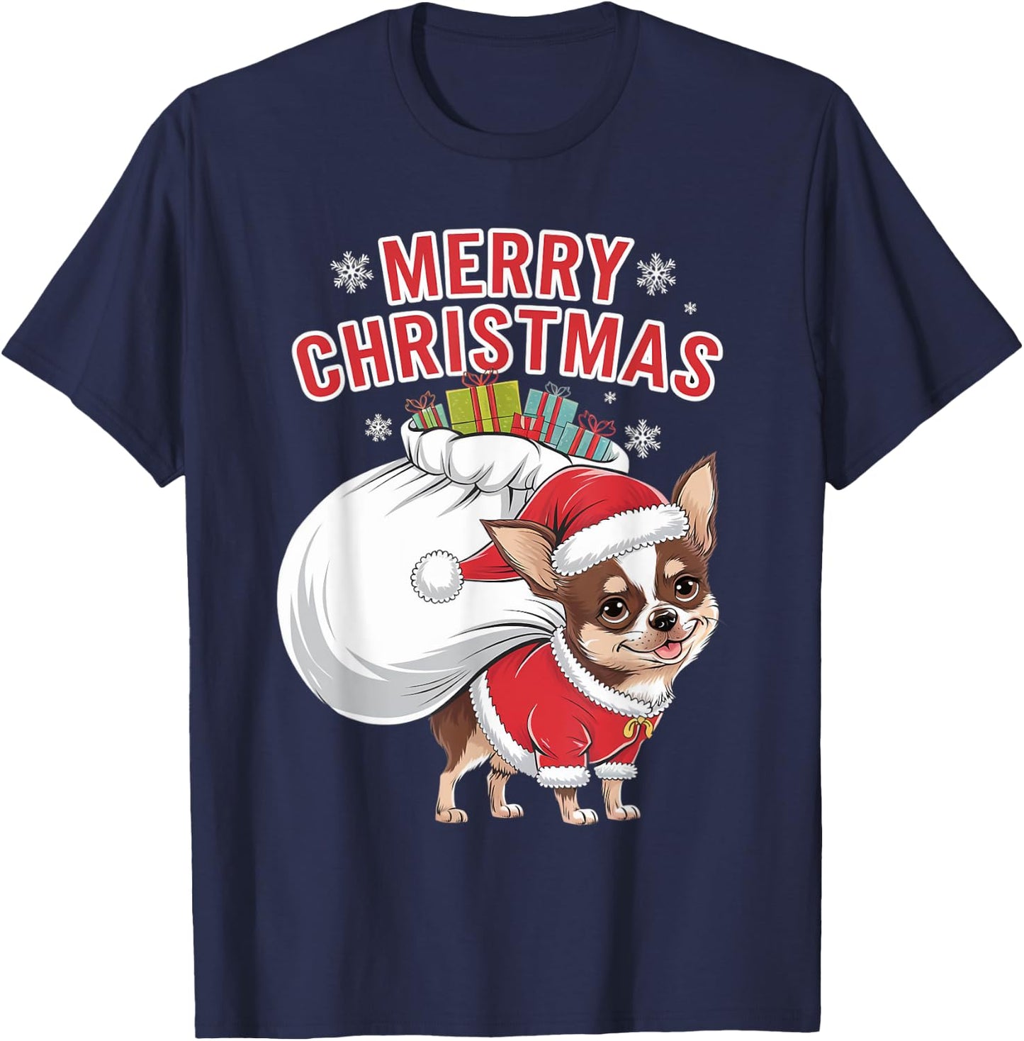 Merry Christmas Chihuahua T-Shirt - T-Shirt | Navy