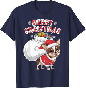 Merry Christmas Chihuahua T-Shirt - T-Shirt | Navy