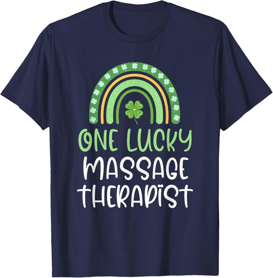 One Lucky Massage Therapist St. Patrick's Day Licensed LMT T-Shirt - T-Shirt | Navy