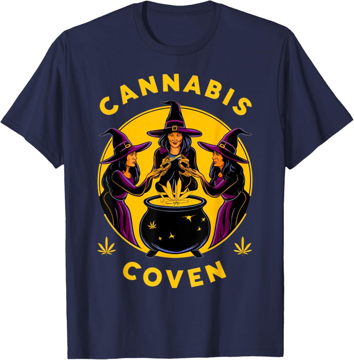 Cannabis Coven Witchy Weed Funny Halloween Marijuana 420 T-Shirt - T-Shirt | Navy