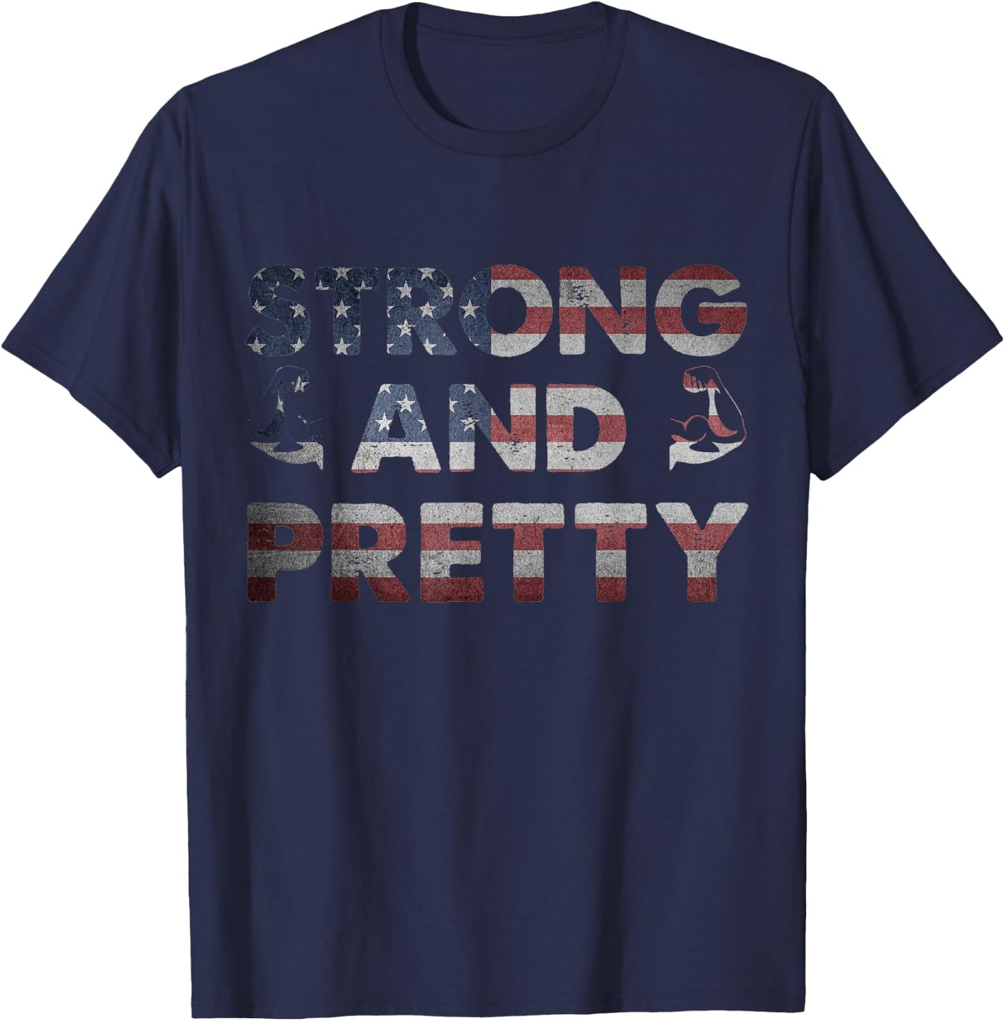 Workout Quote Old Man Lifting Weight Strong And Pretty T-Shirt - T-Shirt | Navy