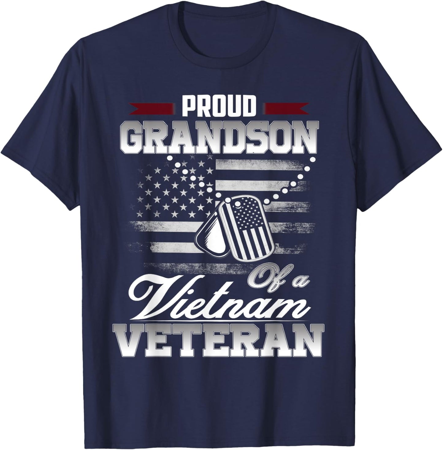 Proud Grandson Of A VietNam Veteran Military Shirt T-Shirt - T-Shirt | Navy