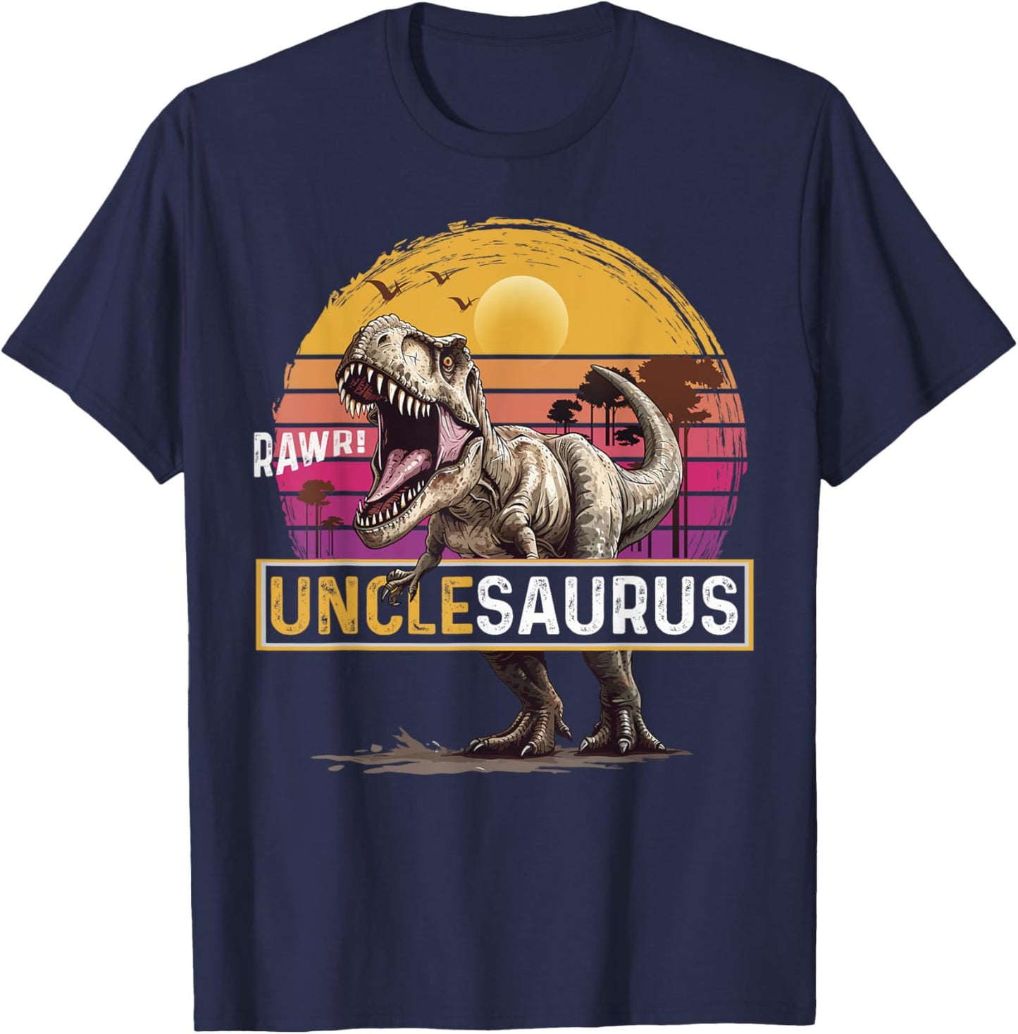 Unclesaurus T Rex Dinosaur Uncle Saurus Family Matching T-Shirt - T-Shirt | Navy