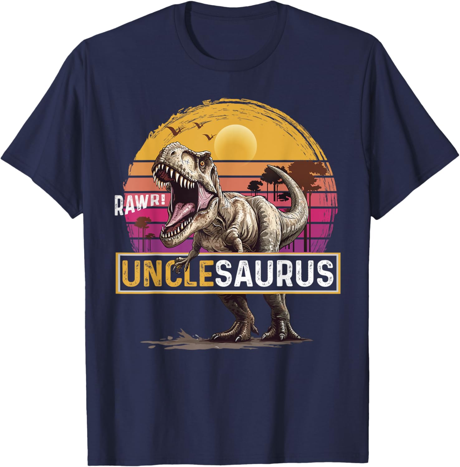 Unclesaurus T Rex Dinosaur Uncle Saurus Family Matching T-Shirt - T-Shirt | Navy