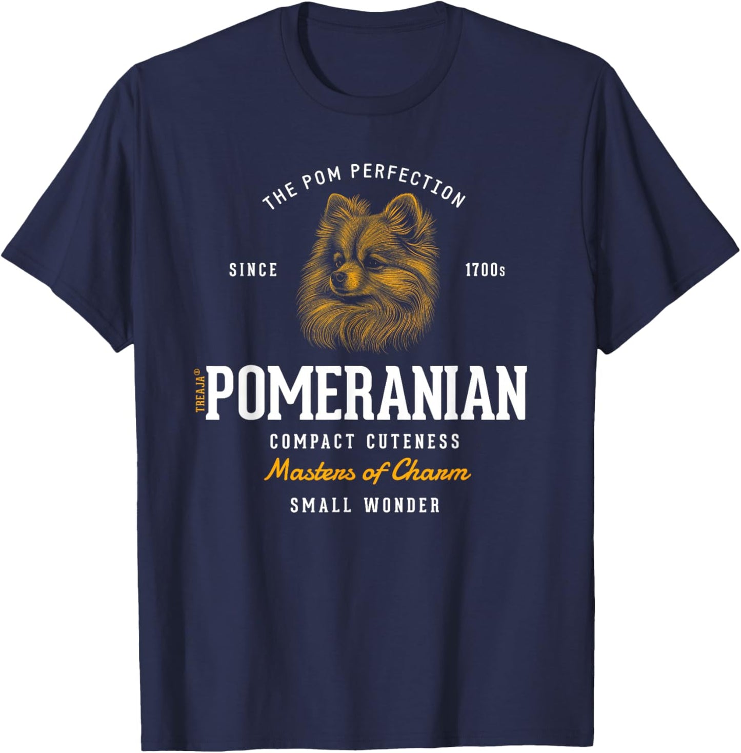 Vintage Styled Retro Pomeranian T-Shirt - T-Shirt | Navy