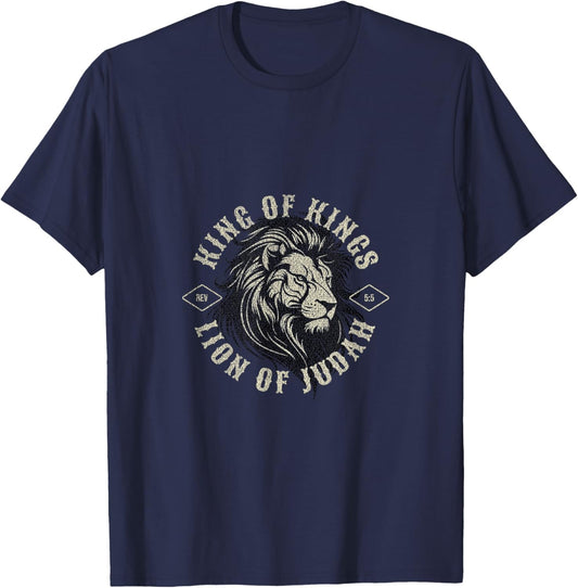 King of Kings Lion of Judah Jesus Christ T-Shirt - T-Shirt | Navy