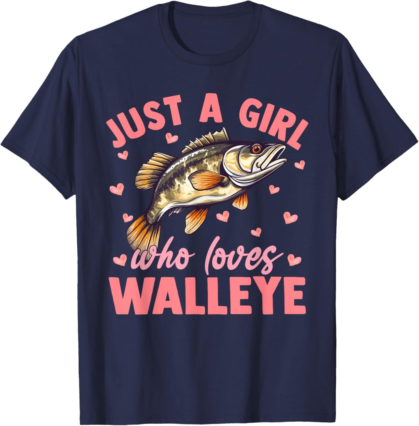 Floral Walleye Fish Just A Girl Who Loves Walleye T-Shirt - T-Shirt | Navy