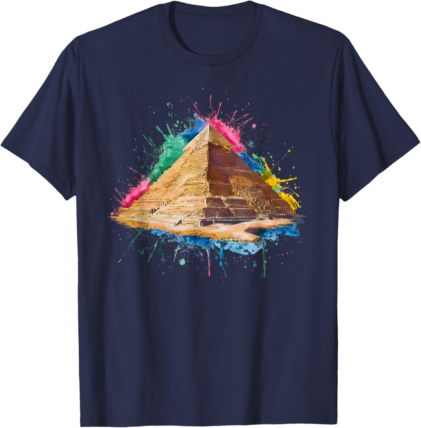 Colorful Egyptian Pyramid T-Shirt - T-Shirt | Navy