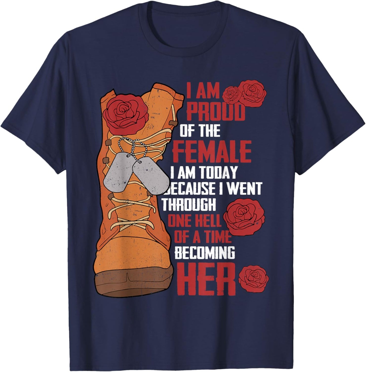 Patriotic Veteran Women Army Retired Retirement Military T-Shirt - T-Shirt | Navy