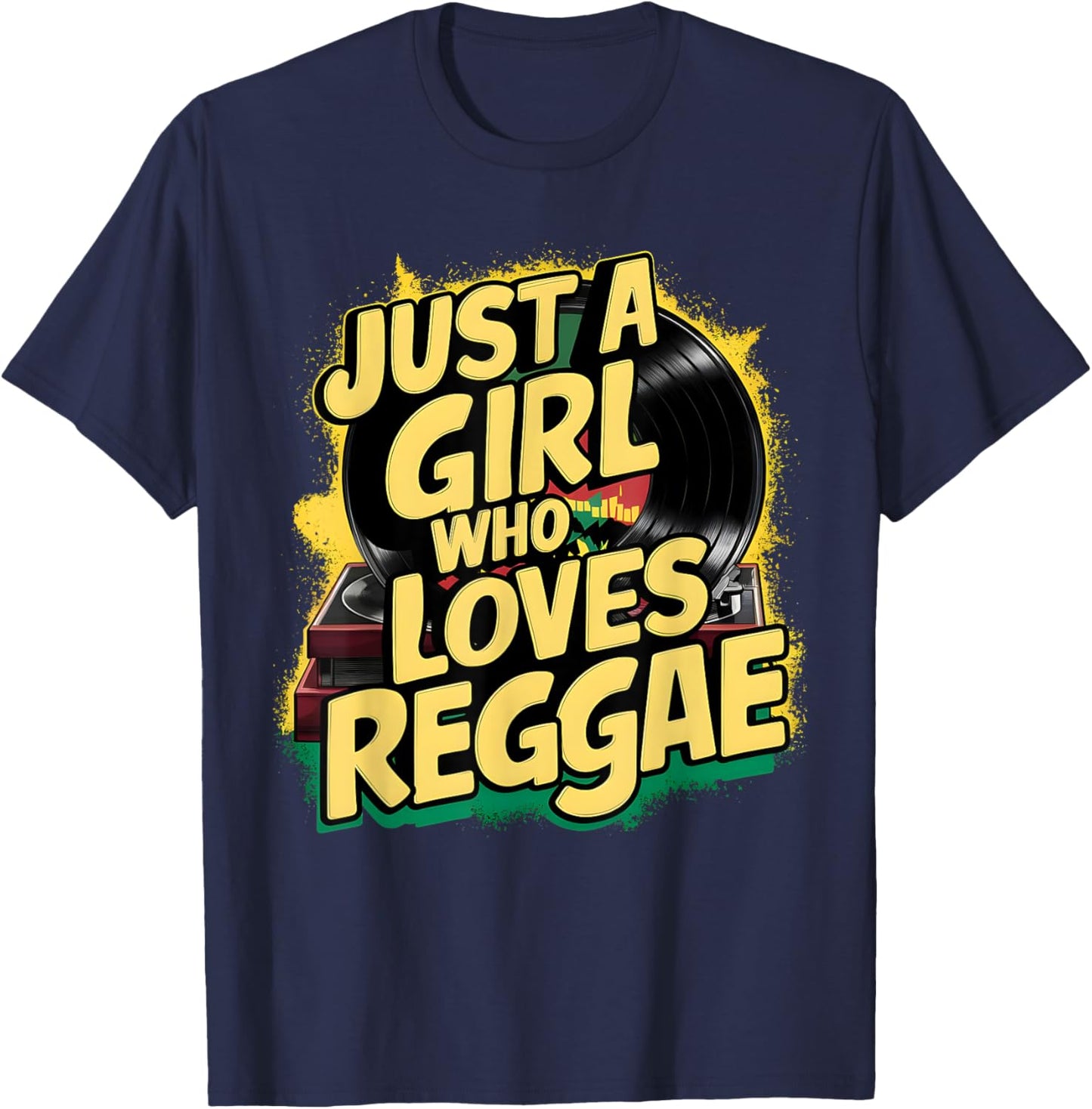 Just A Girl Who Loves Reggae Music Rasta Rastafari T-Shirt - T-Shirt | Navy
